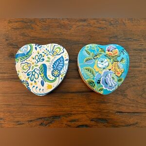 Bundle of Brighton Co Heart Shaped Tin Trinket Box’s Paisley & Multicolor